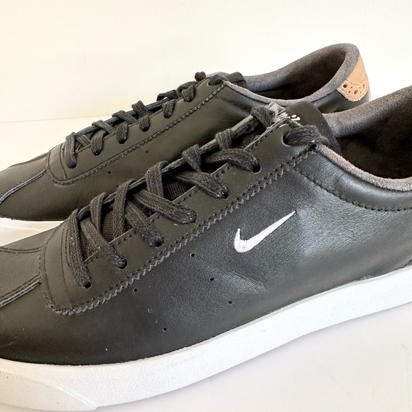 Nike Match Classic Black White Preppy Tan Leather Golf Tennis Sneaker - Picture 5 of 10